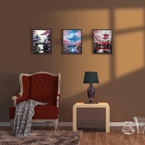 3 Pack Sakura Paint by Numbers Kit for Adults,Mount Fuji Acrylic Painting Kit Adult Paint by Number Kits on Canvas,DIY Painting for Beginners Art by Numbers for Gifts Home Wall Decor 12x16 inch in Saudi Arabia