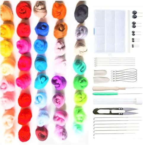 Needle Felting Kits for Beginners, Wool Felt Tools, Needle Felting Supplies Kits with Tools, Needle Felting Starter Kit, Storage Bag for DIY Handcrafts Decoration in Kuwait