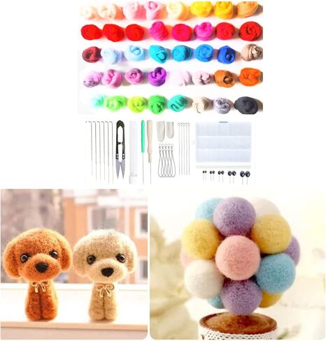 Needle Felting Kits for Beginners, Wool Felt Tools, Needle Felting Supplies Kits with Tools, Needle Felting Starter Kit, Storage Bag for DIY Handcrafts Decoration in Kuwait