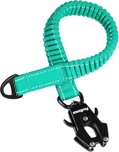 PetBonus Bungee Dog Leash Extension, 18" Shock Absorbing Lead Extender, Heavy Duty Medium Large Dog Leash Attachment, Reflective Nylon Lead Extender for Walking, Running, Biking (Black) in Saudi Arabia