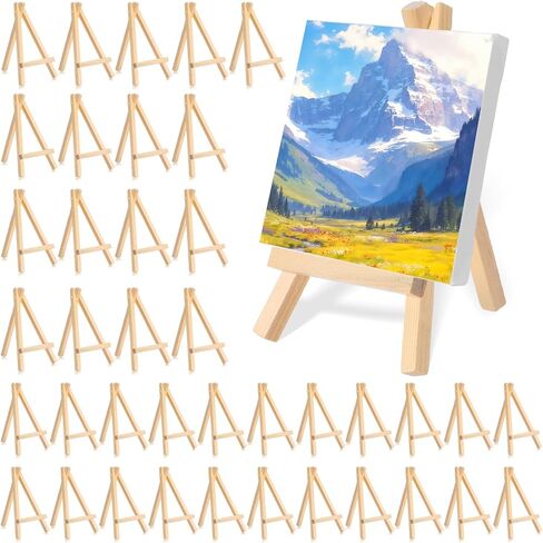 40 Pack 6 Inch Mini Wood Display Easel, Easel Display Stand Art Craft Painting Easels Artist Tabletop Holder Photos Mini Displaying Tripod for Displaying Small Canvases, Business Cards, Photos in Saudi Arabia