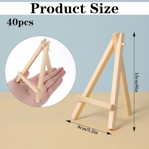40 Pack 6 Inch Mini Wood Display Easel, Easel Display Stand Art Craft Painting Easels Artist Tabletop Holder Photos Mini Displaying Tripod for Displaying Small Canvases, Business Cards, Photos in Saudi Arabia