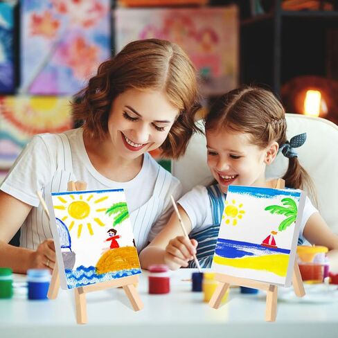 40 Pack 6 Inch Mini Wood Display Easel, Easel Display Stand Art Craft Painting Easels Artist Tabletop Holder Photos Mini Displaying Tripod for Displaying Small Canvases, Business Cards, Photos in Saudi Arabia