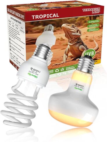 GlowUp UVA UVB Light Bulbs for Reptiles E26 Combo Pack 110V - 100W Reptile Heat Lamp Bulb + 26W 10.0 UVB Bulb Provide Heat, Light, D3 and UV for Bearded Dragon, Tortoise, Lizard in Saudi Arabia