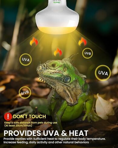 GlowUp UVA UVB Light Bulbs for Reptiles E26 Combo Pack 110V - 100W Reptile Heat Lamp Bulb + 26W 10.0 UVB Bulb Provide Heat, Light, D3 and UV for Bearded Dragon, Tortoise, Lizard in Saudi Arabia
