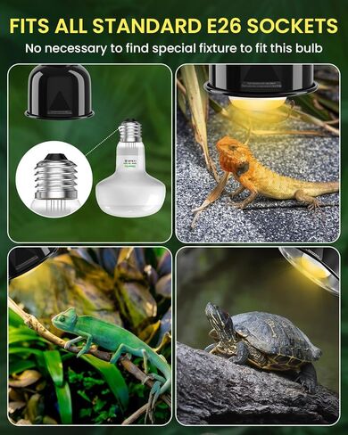 GlowUp UVA UVB Light Bulbs for Reptiles E26 Combo Pack 110V - 100W Reptile Heat Lamp Bulb + 26W 10.0 UVB Bulb Provide Heat, Light, D3 and UV for Bearded Dragon, Tortoise, Lizard in Saudi Arabia