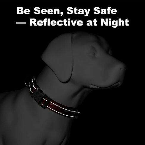 Personalized Dog Collars with Laser Engraved Name & Phone Number – Reflective Nylon Custom Pet Collar, Neoprene Padded, Adjustable for Small Medium Large Dogs with Quick Release Buckle in Kuwait