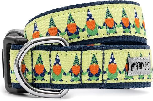 THE WORTHY DOG Collar for Large Dogs, Adjusts 15-21 inches, Durable Nylon Webbing, Quick Release Buckle, Luck 'O The Irish Gnome Pattern, Green, Large in Saudi Arabia