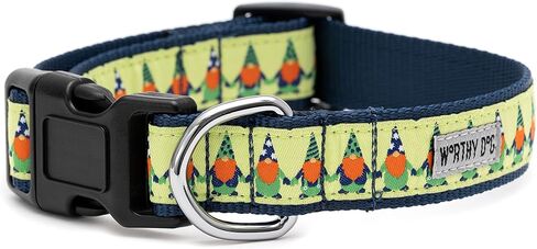 THE WORTHY DOG Collar for Large Dogs, Adjusts 15-21 inches, Durable Nylon Webbing, Quick Release Buckle, Luck 'O The Irish Gnome Pattern, Green, Large in Saudi Arabia