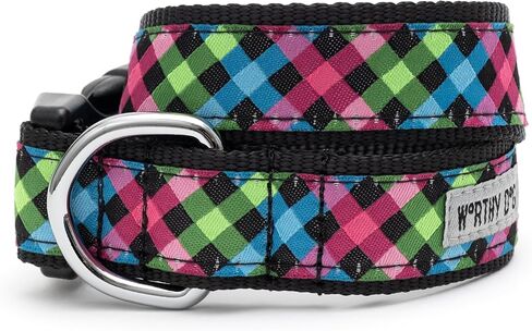 THE WORTHY DOG Collar for Large Dogs, Adjusts 15-21 inches, Durable Nylon Webbing, Quick Release Buckle, Luck 'O The Irish Gnome Pattern, Green, Large in Saudi Arabia