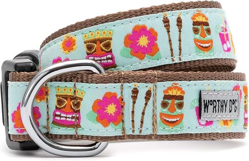 THE WORTHY DOG Collar for Large Dogs, Adjusts 15-21 inches, Durable Nylon Webbing, Quick Release Buckle, Luck 'O The Irish Gnome Pattern, Green, Large in Saudi Arabia