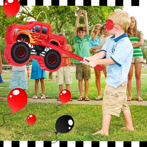 Wettarn شاحنة كبيرة Piñata عيد ميلاد Fiesta للأطفال بناء كبير Piñata مع عصا معصوب العينين، لوازم الحفلات للأولاد كرنفال ألعاب ديكور مكسيكية 21.6 × 13.8 × 2.4 بوصة (أحمر) in Saudi Arabia