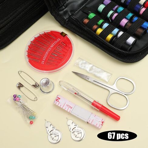 67-Piece Set Portable Travel Sewing Kit with Needles Threads Scissors Pins Tape Measure Storage Bags DIY Embroidery Handwork in Saudi Arabia