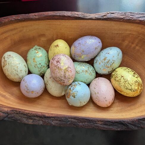 مجموعة من 12 بيضة عيد الفصح مذهبة متعددة الألوان مقاس 2 بوصة مع لمسة نهائية ذهبية - وعاء ذهبي مزخرف، مزهرية أو سلة حشو ديكور الربيع - ديكور منزلي لسطح الطاولة الربيعي in Kuwait