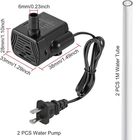 2PCS 50GPH 3W Mini Submersible Water Pump Small Fountain Pump with 2M Water Tube for Aquariums, Fish Tank, Water gardens, Pet Water Fountain, Indoor or Outdoor Pond Fountain in Saudi Arabia