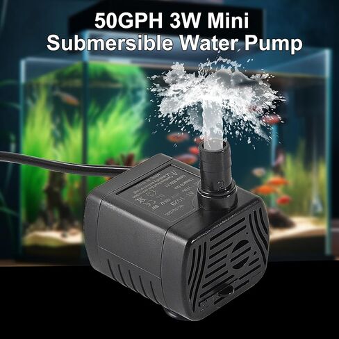 2PCS 50GPH 3W Mini Submersible Water Pump Small Fountain Pump with 2M Water Tube for Aquariums, Fish Tank, Water gardens, Pet Water Fountain, Indoor or Outdoor Pond Fountain in Saudi Arabia