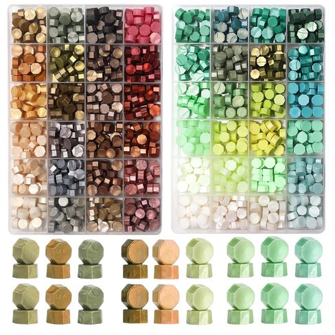 YOLAKIS 600pcs Metallic Wax Seal Beads,24 Color Premium Octagon Assorted Sealing Beads for Wax Seal Stamp Wedding Invitations Letter Envelope Seals & DIY Craft Projects in Saudi Arabia