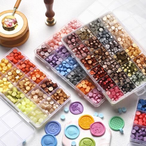 YOLAKIS 600pcs Metallic Wax Seal Beads,24 Color Premium Octagon Assorted Sealing Beads for Wax Seal Stamp Wedding Invitations Letter Envelope Seals & DIY Craft Projects in Saudi Arabia