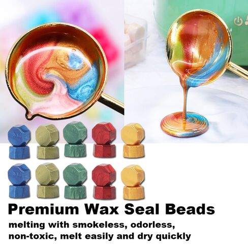 YOLAKIS 600pcs Metallic Wax Seal Beads,24 Color Premium Octagon Assorted Sealing Beads for Wax Seal Stamp Wedding Invitations Letter Envelope Seals & DIY Craft Projects in Saudi Arabia