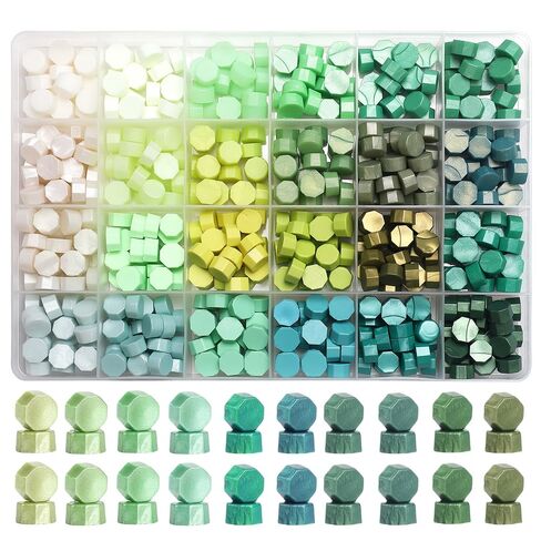 YOLAKIS 600pcs Metallic Wax Seal Beads,24 Color Premium Octagon Assorted Sealing Beads for Wax Seal Stamp Wedding Invitations Letter Envelope Seals & DIY Craft Projects in Saudi Arabia