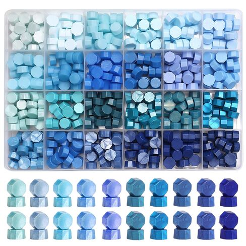 YOLAKIS 600pcs Metallic Wax Seal Beads,24 Color Premium Octagon Assorted Sealing Beads for Wax Seal Stamp Wedding Invitations Letter Envelope Seals & DIY Craft Projects in Saudi Arabia