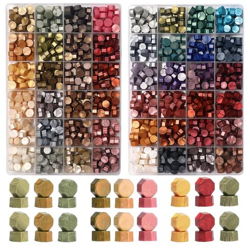 YOLAKIS 600pcs Metallic Wax Seal Beads,24 Color Premium Octagon Assorted Sealing Beads for Wax Seal Stamp Wedding Invitations Letter Envelope Seals & DIY Craft Projects in Saudi Arabia