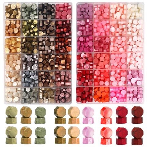 YOLAKIS 600pcs Metallic Wax Seal Beads,24 Color Premium Octagon Assorted Sealing Beads for Wax Seal Stamp Wedding Invitations Letter Envelope Seals & DIY Craft Projects in Saudi Arabia