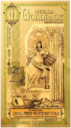 Nevada 1 Goldback (1GB) - 1/1000th of a Troy oz Collectible 24K Gold Art Note (1 pack) in Saudi Arabia