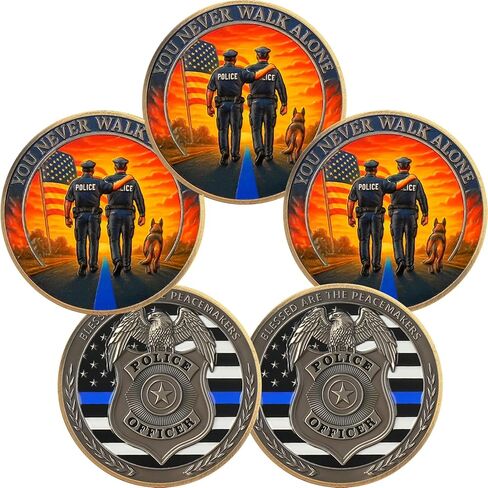 BHealthLife Thank You Police Challenge Coins - You Never Walk Alone Police Coins with Badge Design - Police Week Appreciation Gifts for Police Officers Law Enforcement in Saudi Arabia