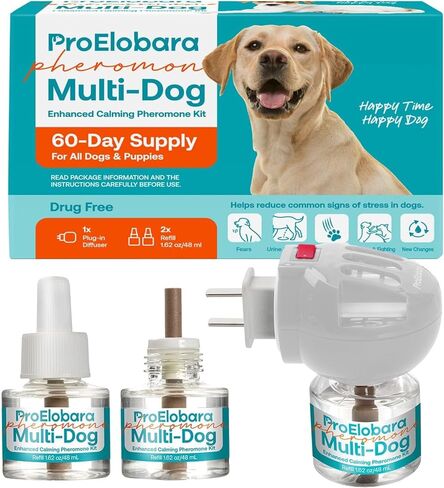 Dog Calming Pheromone Plug Diffuser: Dog Calming Pheromones Diffuser - Reduces Stress & Anxiety Calming Pheromone Diffuser for Dogs - Calm Dogs 60 Supply in Kuwait