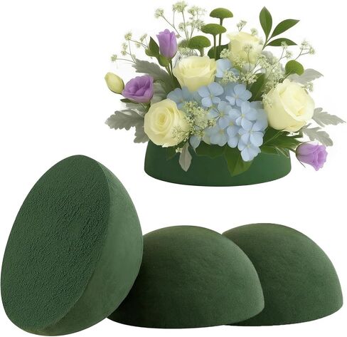 4 Pcs Floral Foam Half Ball, Green Dry & Wet Floral Foam Half Round for Fresh or Artificial Flower Arrangements, Florist Foam for Craft Supplies,Wedding and Party Decor, 7.5" W x 3.7" H in Saudi Arabia
