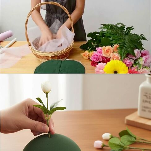 4 Pcs Floral Foam Half Ball, Green Dry & Wet Floral Foam Half Round for Fresh or Artificial Flower Arrangements, Florist Foam for Craft Supplies,Wedding and Party Decor, 7.5" W x 3.7" H in Saudi Arabia