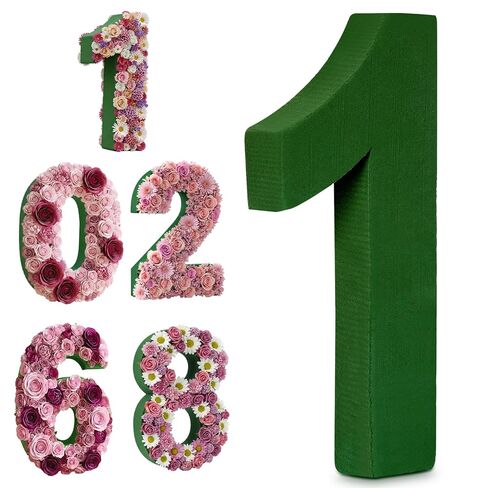 Leinuosen 12inch Dry and Wet Floral Foam Numbers Blocks Green Foam Blocks for Fresh and Artificial Flowers for Weddings Birthday Flower Arrangement Craft Project Garden Decoration(Number 1) in Saudi Arabia