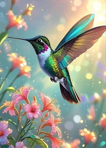Dlylust Hummingbird Diamond Art Painting Kits for Adults - Full Drill Diamond Dots Paintings for Beginners, Round 5D Paint with Diamonds Pictures Gem Art Painting Kits DIY Crafts Kits 12x16inch in Saudi Arabia