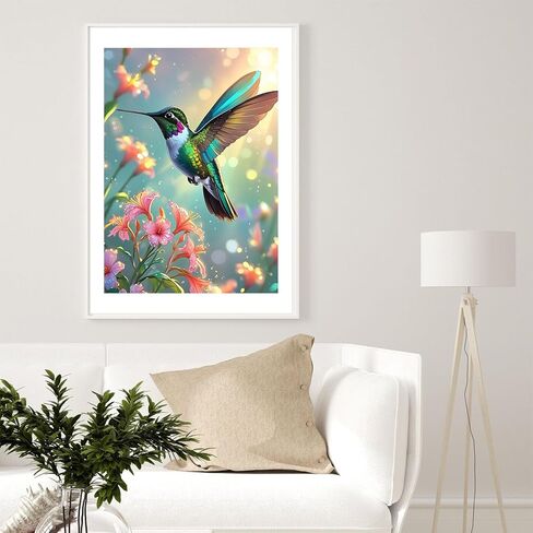 Dlylust Hummingbird Diamond Art Painting Kits for Adults - Full Drill Diamond Dots Paintings for Beginners, Round 5D Paint with Diamonds Pictures Gem Art Painting Kits DIY Crafts Kits 12x16inch in Saudi Arabia