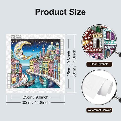 Stalente Diamond Painting Kits for Adults Seaside Castle, 5D Special Shape Diamond Art Kits for Beginners, Crystal Rhinestones Diamond Painting for Home Wall Decoration Gift 12×12inch, House in Saudi Arabia