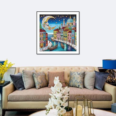 Stalente Diamond Painting Kits for Adults Seaside Castle, 5D Special Shape Diamond Art Kits for Beginners, Crystal Rhinestones Diamond Painting for Home Wall Decoration Gift 12×12inch, House in Saudi Arabia