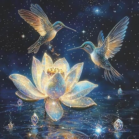Dlylust Hummingbird Diamond Art Painting Kits for Adults - Full Drill Diamond Dots Paintings for Beginners, Round 5D Paint with Diamonds Pictures Gem Art Painting Kits DIY Crafts Kits 12x16inch in Saudi Arabia