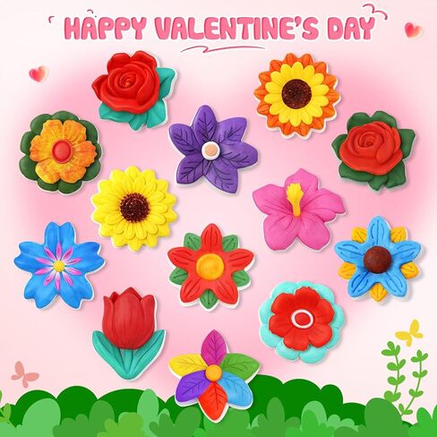 Valentine's Day Cards for Kids school, 24 PACK Valentine's Day Cards for Kids with Flowers Plaster Painting Kit, Valentines Day Gifts for Kids for School Classroom Exchange, Valentines Party Favors in Saudi Arabia