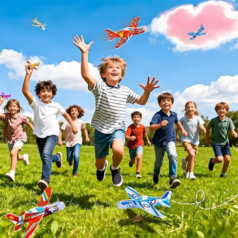48 pcs Valentines Day Cards for Kids School with Foam Airplane Gliders Toys Boys Girls School Classroom Exchange Gifts Party Favors Bulk Treats Prizes Goodie Bag Stuffers in Saudi Arabia