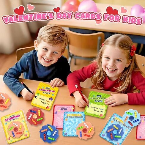 24 Pack Valentine's Day Cards for Kids with Spinner Fidget Toys for Kids Spinner Toys Bulk,Kids Valentines Day Cards,Valentines Party Favors Classroom Exchange Gifts for Boys Girls Gift in Saudi Arabia