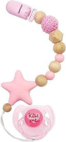 3 Pcs Reborn Baby Doll Magnetic Pacifier Feeding Set, Realistic Reborn Doll Accessories with Reborn Bottle, Magnetic Doll Binky & Star Clip, Pink Pretend Play Toy for Kids Gift in Saudi Arabia