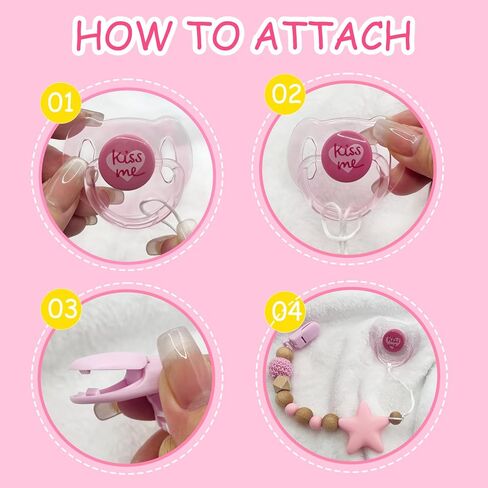 3 Pcs Reborn Baby Doll Magnetic Pacifier Feeding Set, Realistic Reborn Doll Accessories with Reborn Bottle, Magnetic Doll Binky & Star Clip, Pink Pretend Play Toy for Kids Gift in Saudi Arabia