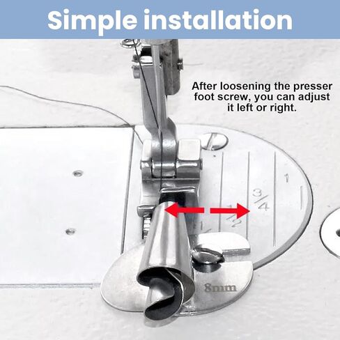 ماكينة خياطة 8 قطع للأقدام، ملحقات ماكينة الخياطة، مستلزمات الخياطة، 8 مقاسات لضغط الحاشية الملفوفة، لآلة الخياطة المسطحة المحوسبة/الأداة المنزلية in Kuwait