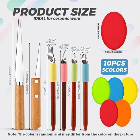 Leriton 4 Pack Pottery Carving Tool Set 5.9inch Sculpture Carving Scraper Tool Pottery Modelling Shape for Tea Cup Mug Vase Leather Hard Clay Cutters with Wooden Handle for Ceramic Sculpture Craft in Saudi Arabia