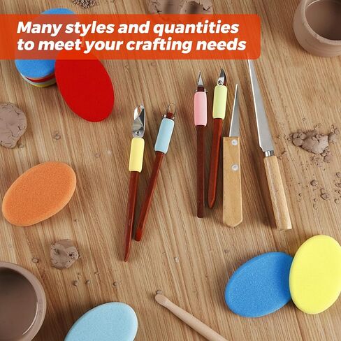 Leriton 4 Pack Pottery Carving Tool Set 5.9inch Sculpture Carving Scraper Tool Pottery Modelling Shape for Tea Cup Mug Vase Leather Hard Clay Cutters with Wooden Handle for Ceramic Sculpture Craft in Saudi Arabia