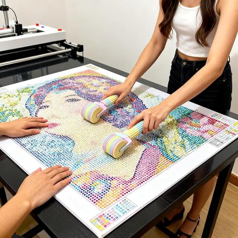 أسطوانة فنية ماسية بتصميم قوس قزح ثلاثي الأبعاد - أداة يدوية متعددة الوظائف 2 في 1 للتسطيح والترصيع، ملحقات وأدوات فنية ماسية أساسية للاستخدام بنفسك in Kuwait