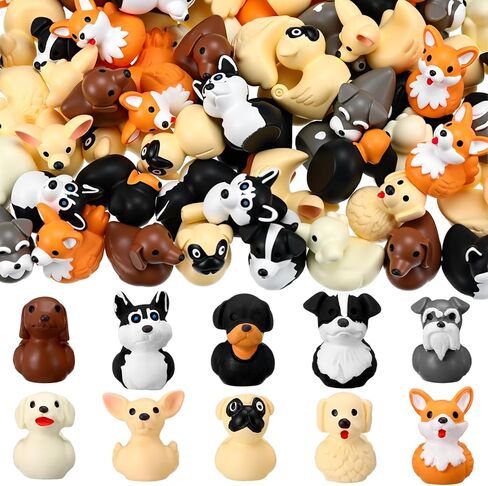 Soulchen 100 Pcs Mini Resin Dog Ducks Golden Retriever Duck Figurine Small Random Animal Statue Cute Funny Tiny Animal Figures in Saudi Arabia