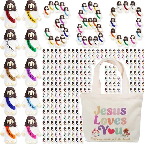 500 Pcs Little Jesus Figures– Rubber Mini Jesus Figurines in Bulk Tiny Baby Jesus Loves You Figures With Canvas Bag for Hide and Seek Easter Egg Fillers Egg Hunt Party Favors Gifts (10 Color*500) in Saudi Arabia