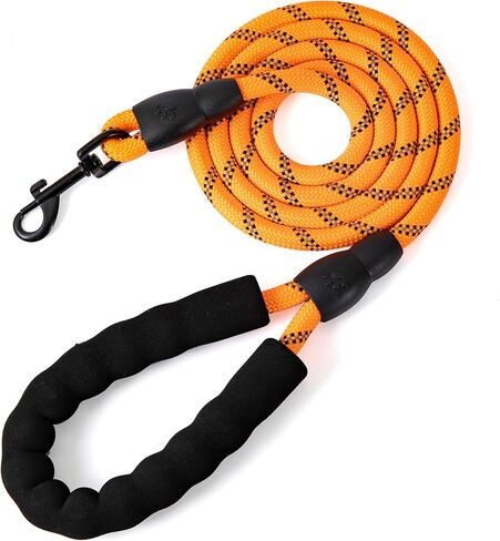 Nylon Dog Training Leash, with Soft Padded and Anti Slip Comfortable Rope Handle, 5 FT Strong Dog Leads, Highly Reflective Dog Leash for Puppy, Medium and Large Dogs (Orange) in Saudi Arabia